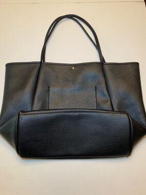 PRICED TI SELL!  Oversized Black Vegan Leather Tote Bag - soft for everyday use